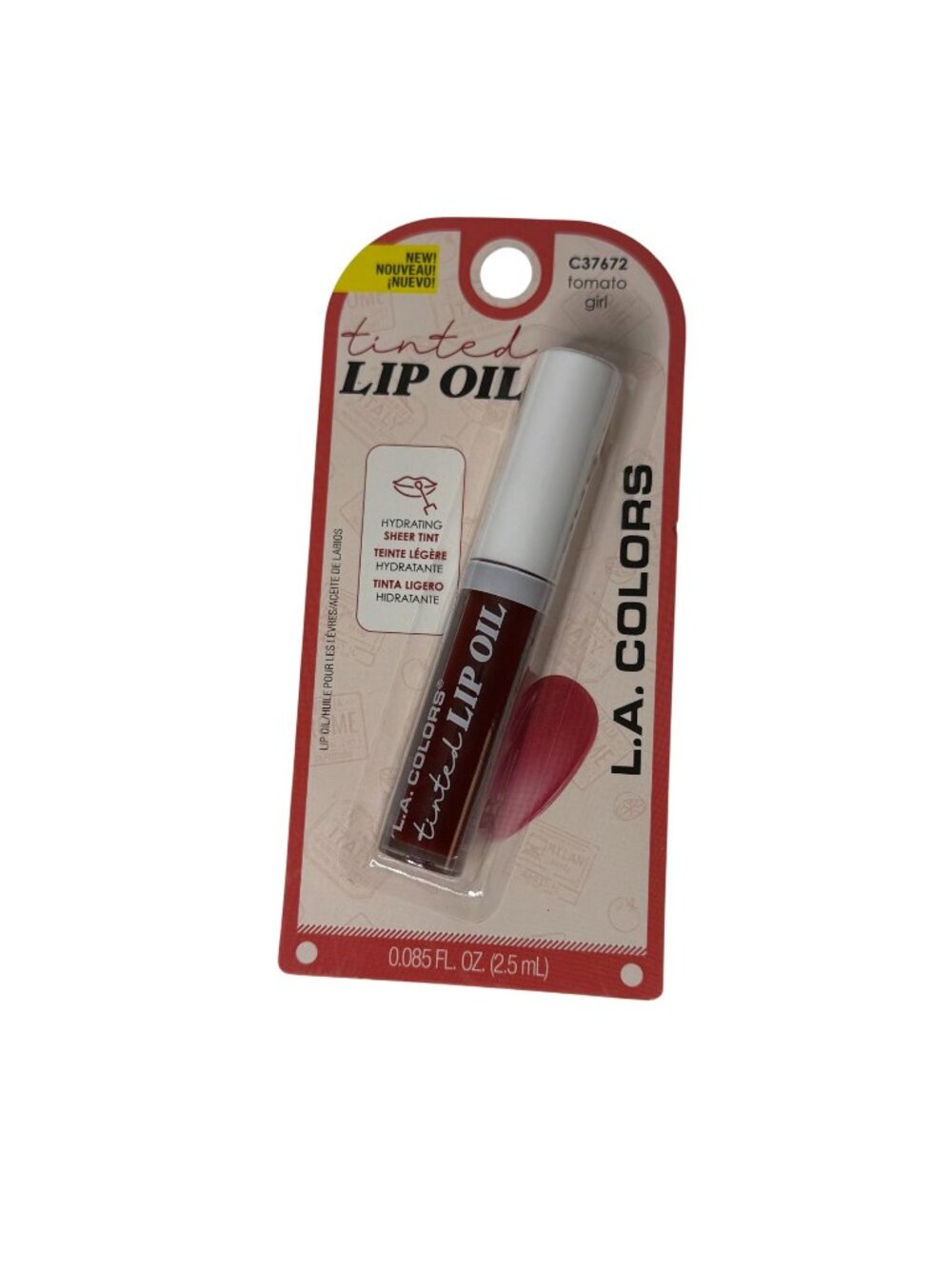 LA Colors Tinted Lip Oil Tomato Girl C37672 Hydrating Sheer Tint New